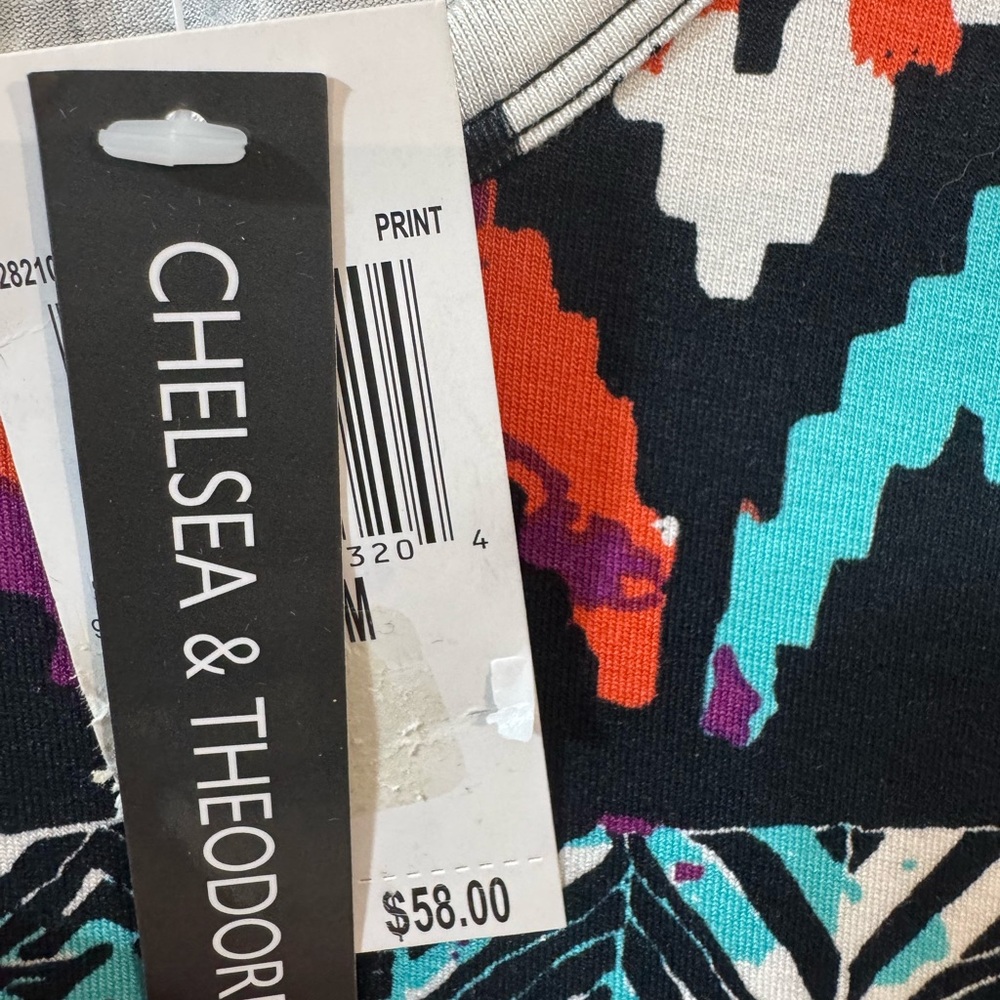 Chelsea & Theodore Black Geometric Short Sleeve Tunic with Multi-Color Print - Picture 7 of 7